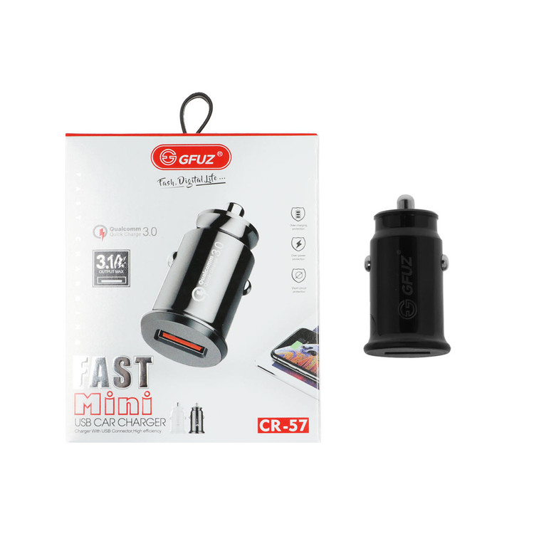 شارژر فندکی 18W فست تک پورت GFUZ مدل CR-57 - مشکی - DST